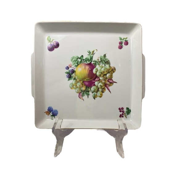Vintage Naaman Israel Porcelain Serving Tray Fruit Motif Square Dish *READ* - Picture 2 of 10